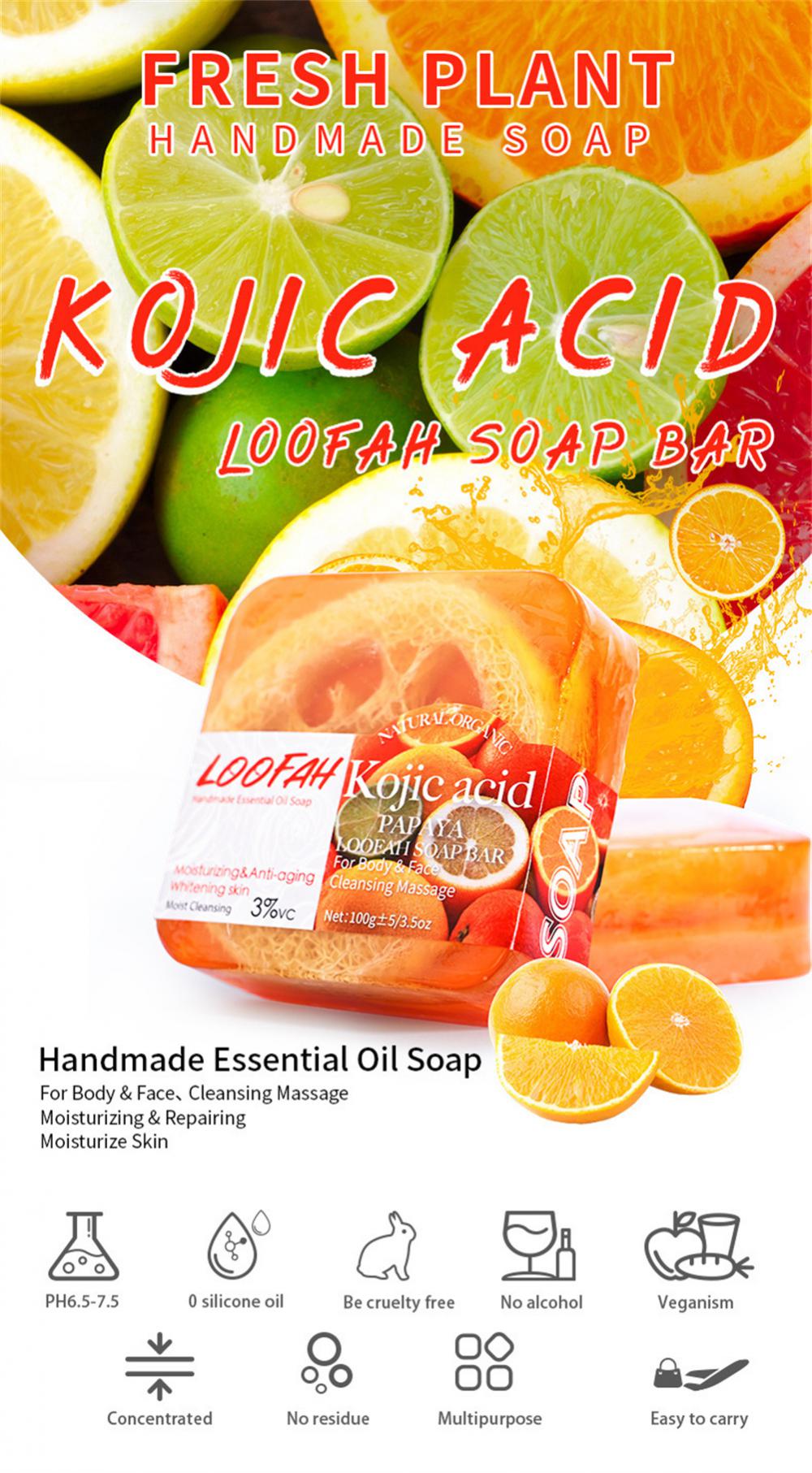 100G Axit Kojic Xà Phòng Xơ mướp Handmade Xà Phòng Tinh Dầu Dưỡng Ẩm Thực Vật Tự Nhiên Kiểm Soát Dầu Vệ Sinh Massage Chăm Sóc Cơ Thể & Mặt - Ảnh 1