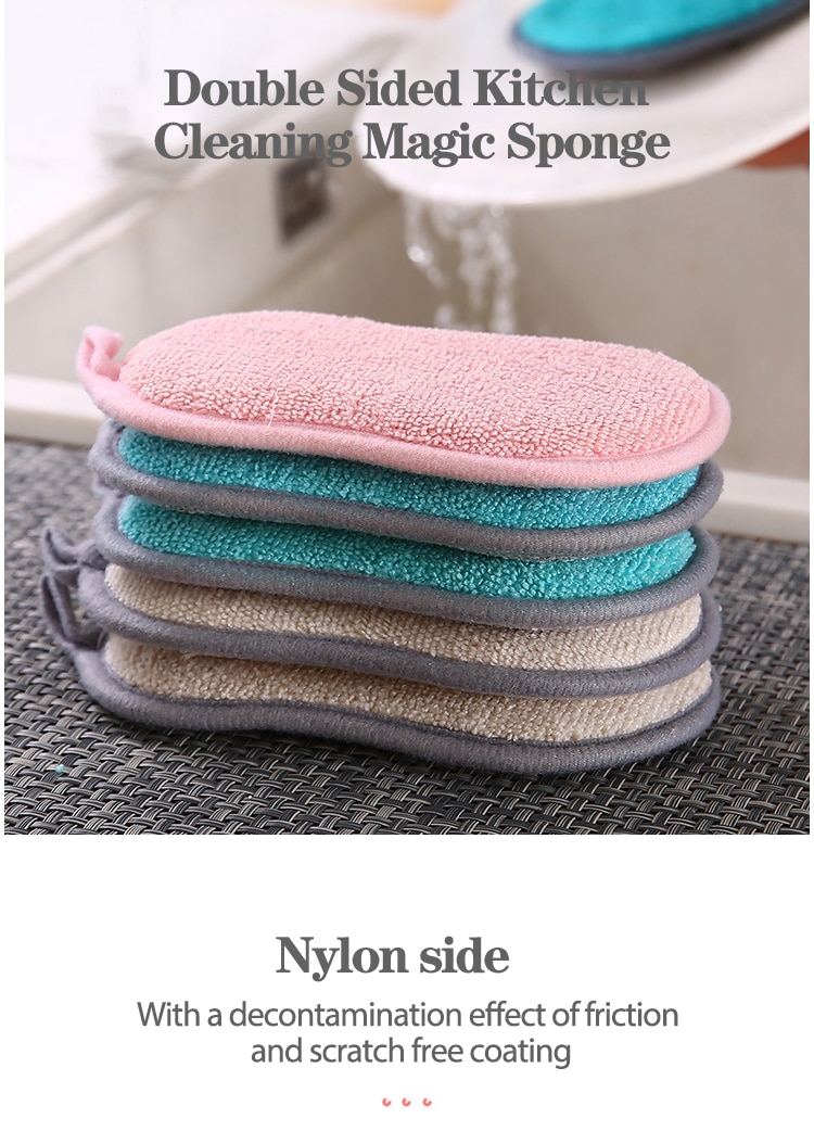 10/6/3Pcs Double Side Dishwashing Sponge Dish Washing Brush Pan Pot Dish Wash Sponges Bathroom Cleaning Household Kitchen Tools - Images 2