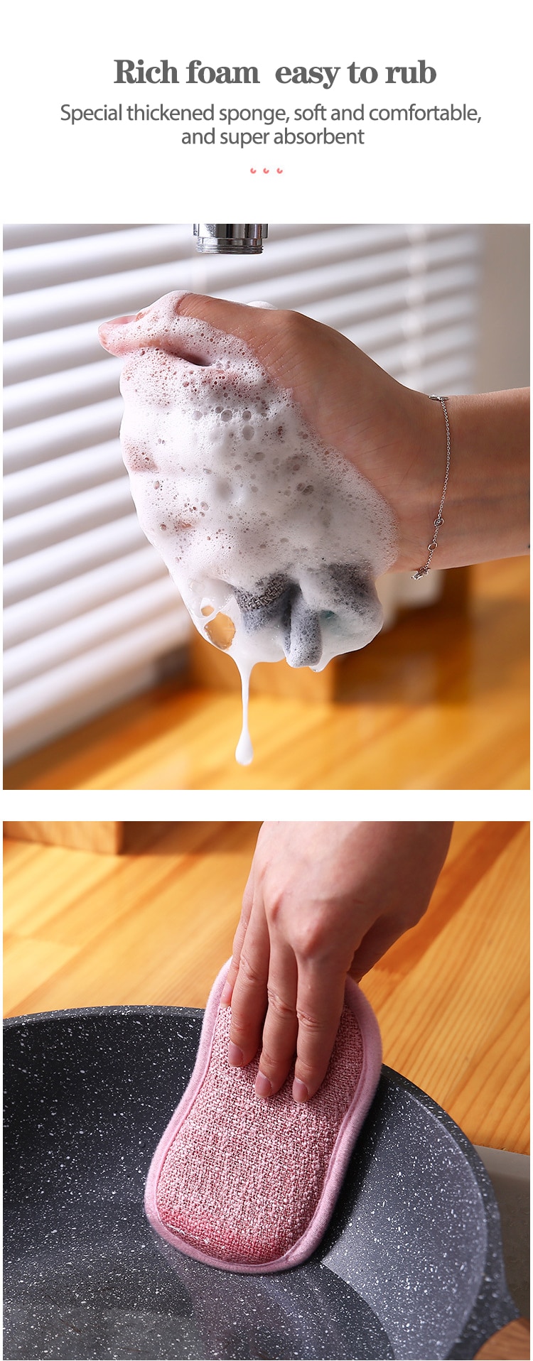 10/6/3Pcs 양면 식기 세척 스폰지 접시 세척 브러시 팬 냄비 접시 세척 스폰지 욕실 청소 가정용 주방 도구 - imaget 5