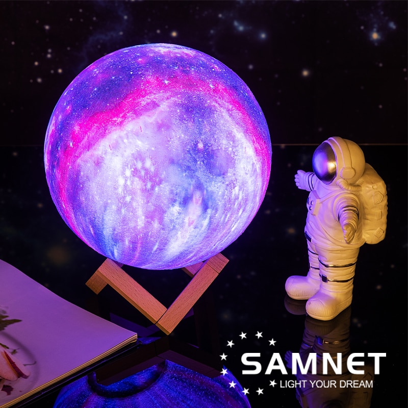 2022 Dropship 3D Print LED Galaxy Lamp Night Light Touch Remote Star Projector Moon Lamps For Home Decor Gift USB Charging