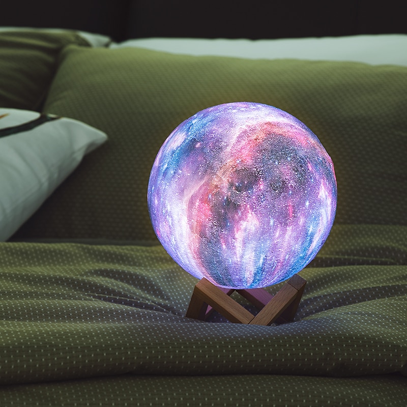 2022 Dropship 3D Print LED Galaxy Lamp Night Light Touch Remote Star Projector Moon Lamps For Home Decor Gift USB Charging - Images 14