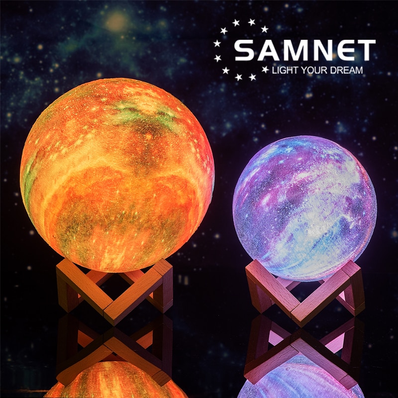 2022 Dropship 3D Print LED Galaxy Lamp Night Light Touch Remote Star Projector Moon Lamps For Home Decor Gift USB Charging