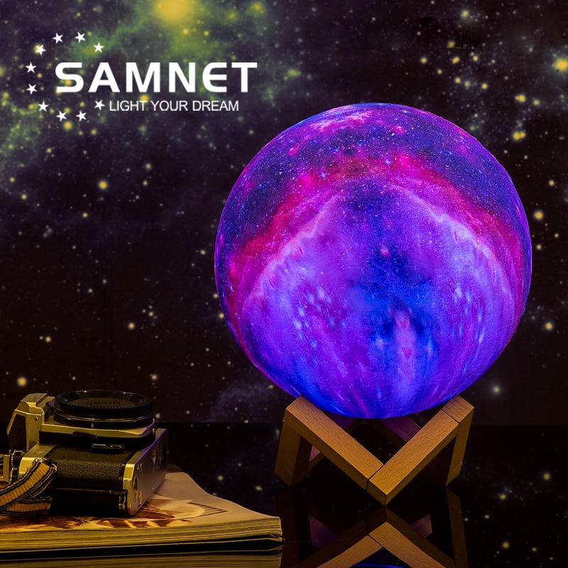 2022 Dropship 3D Print LED Galaxy Lamp Night Light Touch Remote Star Projector Moon Lamps For Home Decor Gift USB Charging