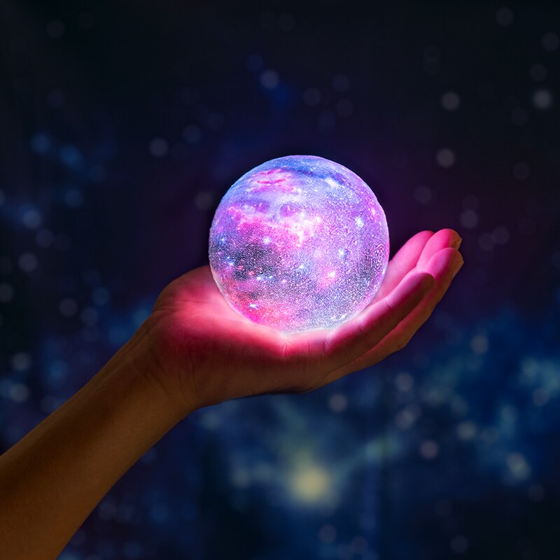 2022 Dropship 3D Print LED Galaxy Lamp Night Light Touch Remote Star Projector Moon Lamps For Home Decor Gift USB Charging