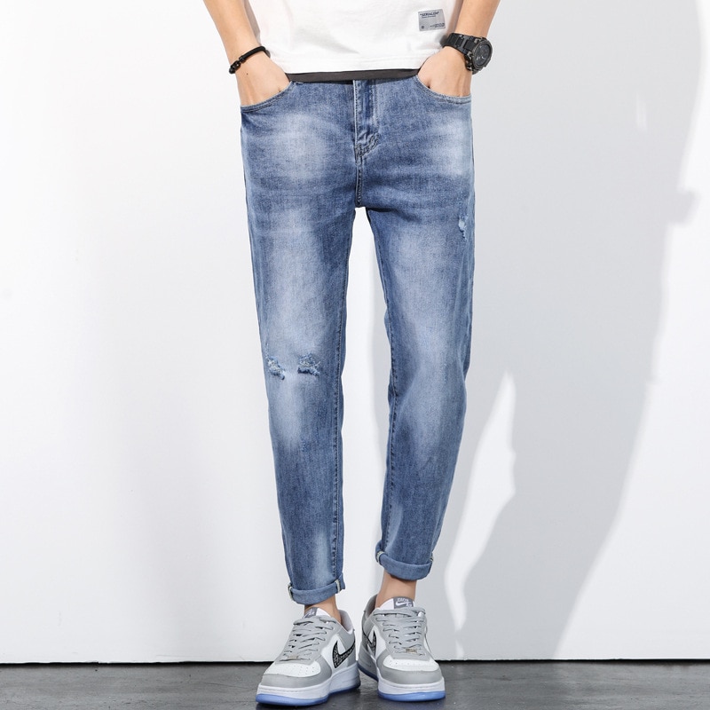 2022 New High Quality Mens Casual Cotton Long Pants Winter Autumn Male Jeans Clothing