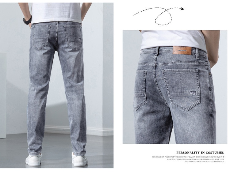 2022 새로운 남성 스트레치 스키니 진 새로운 봄 패션 캐주얼 코튼 데님 슬림 피트 바지 남성 바지 - imaget 9