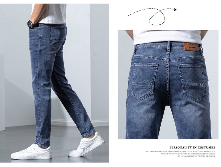 2022 새로운 남성 스트레치 스키니 진 새로운 봄 패션 캐주얼 코튼 데님 슬림 피트 바지 남성 바지 - imaget 12