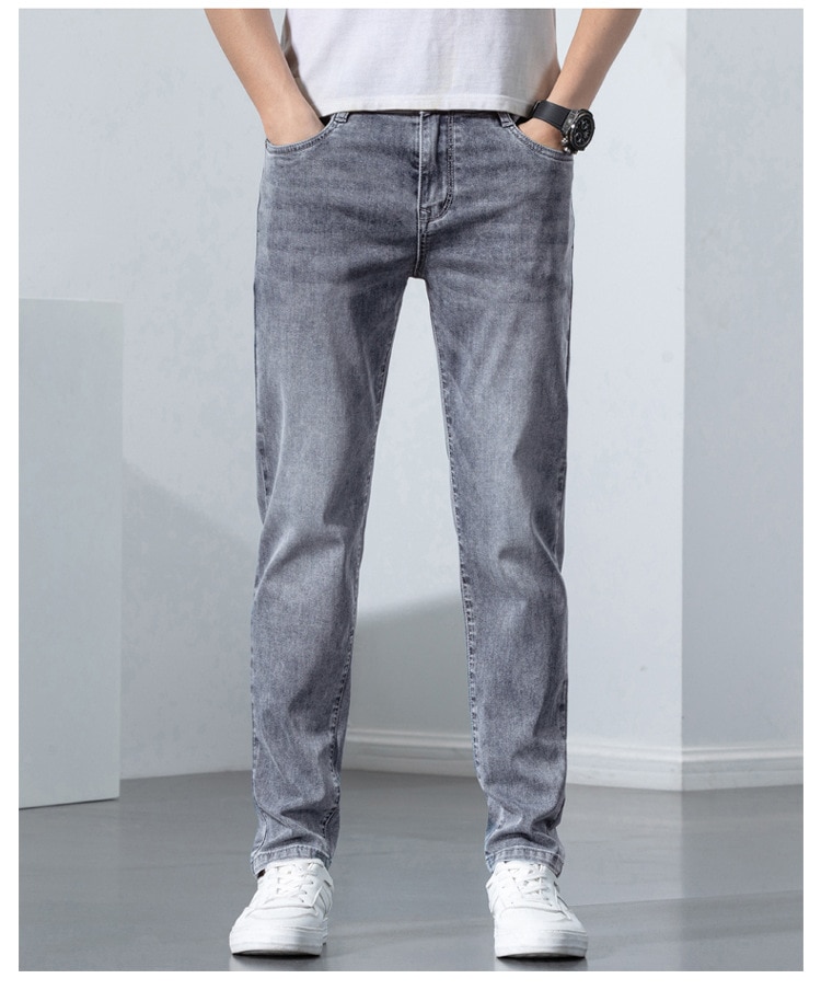 2022 새로운 남성 스트레치 스키니 진 새로운 봄 패션 캐주얼 코튼 데님 슬림 피트 바지 남성 바지 - imaget 10