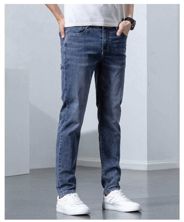 2022 새로운 남성 스트레치 스키니 진 새로운 봄 패션 캐주얼 코튼 데님 슬림 피트 바지 남성 바지 - imaget 13