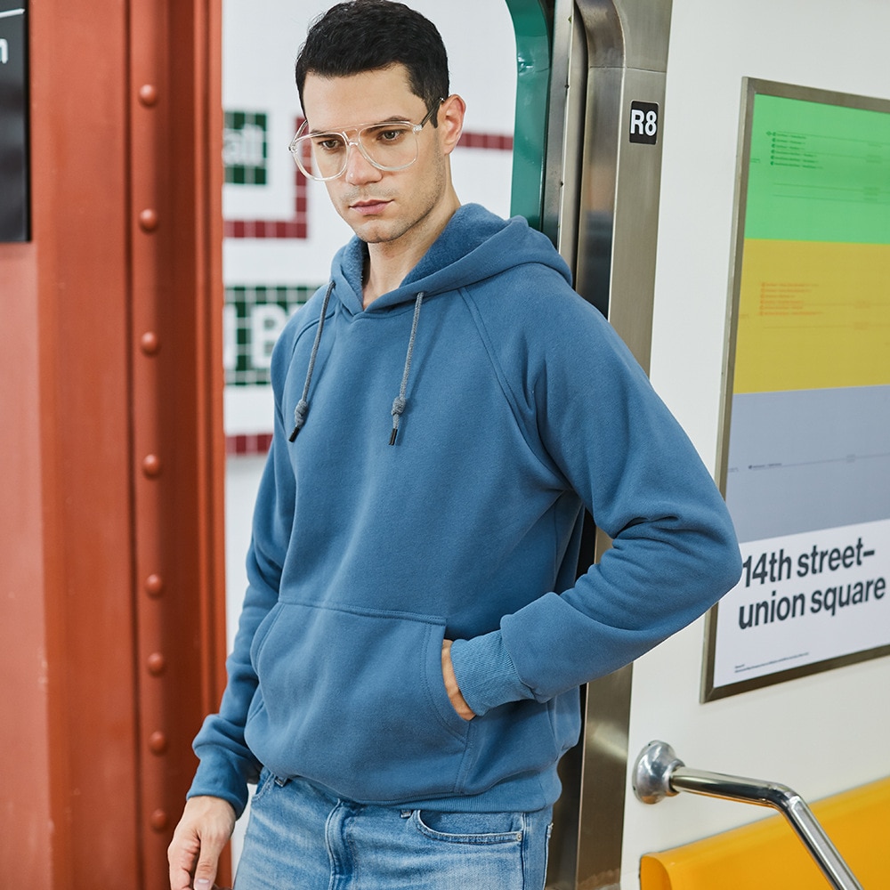 2023 새로운 느슨한 솔리드 컬러 남성 양털 운동복 특대 남성 긴팔 후드 티셔츠 사계절 남성 Streetwear