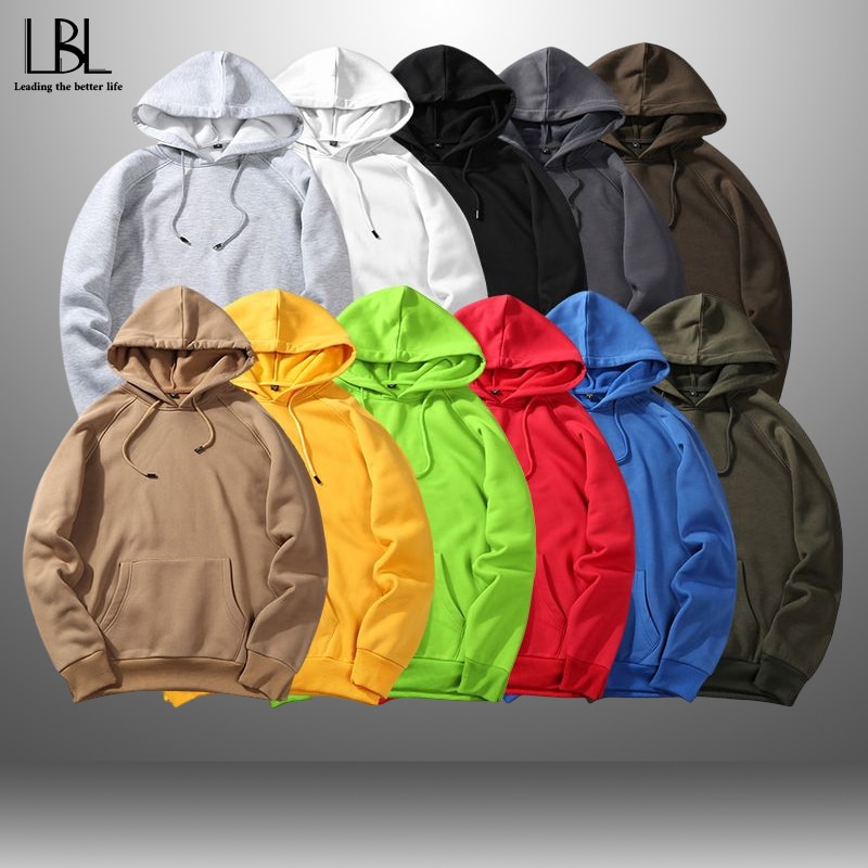 2023 새로운 느슨한 솔리드 컬러 남성 양털 운동복 특대 남성 긴팔 후드 티셔츠 사계절 남성 Streetwear