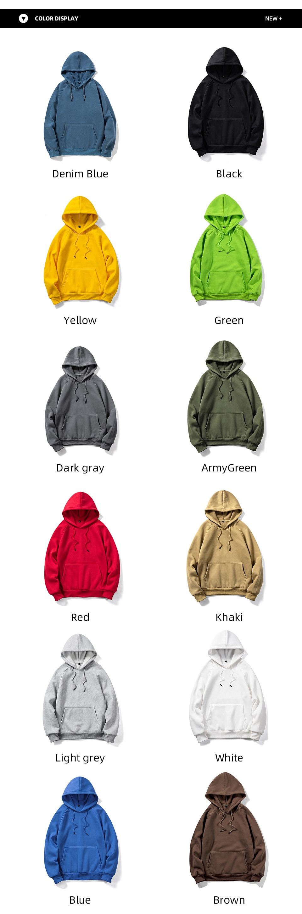 2023 새로운 느슨한 솔리드 컬러 남성 양털 운동복 특대 남성 긴팔 후드 티셔츠 사계절 남성 Streetwear - imaget 4