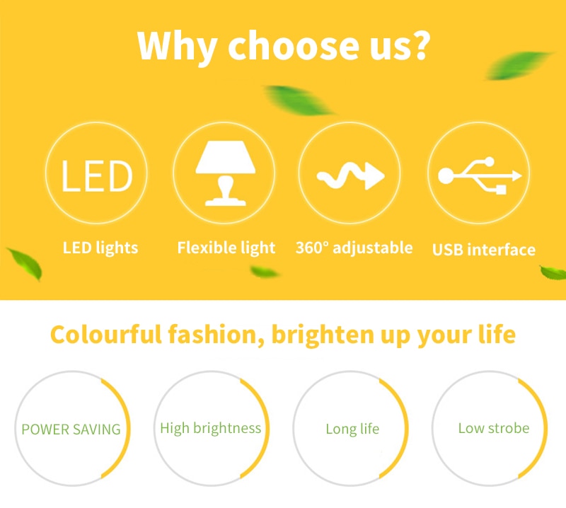 2PCS USB LED 빛 휴대용 책 독서 빛 5V 1.2W 작은 USB 램프 보조베터리 PC 노트북 노트북에 대 한 Foldable 시력 빛 - imaget 20