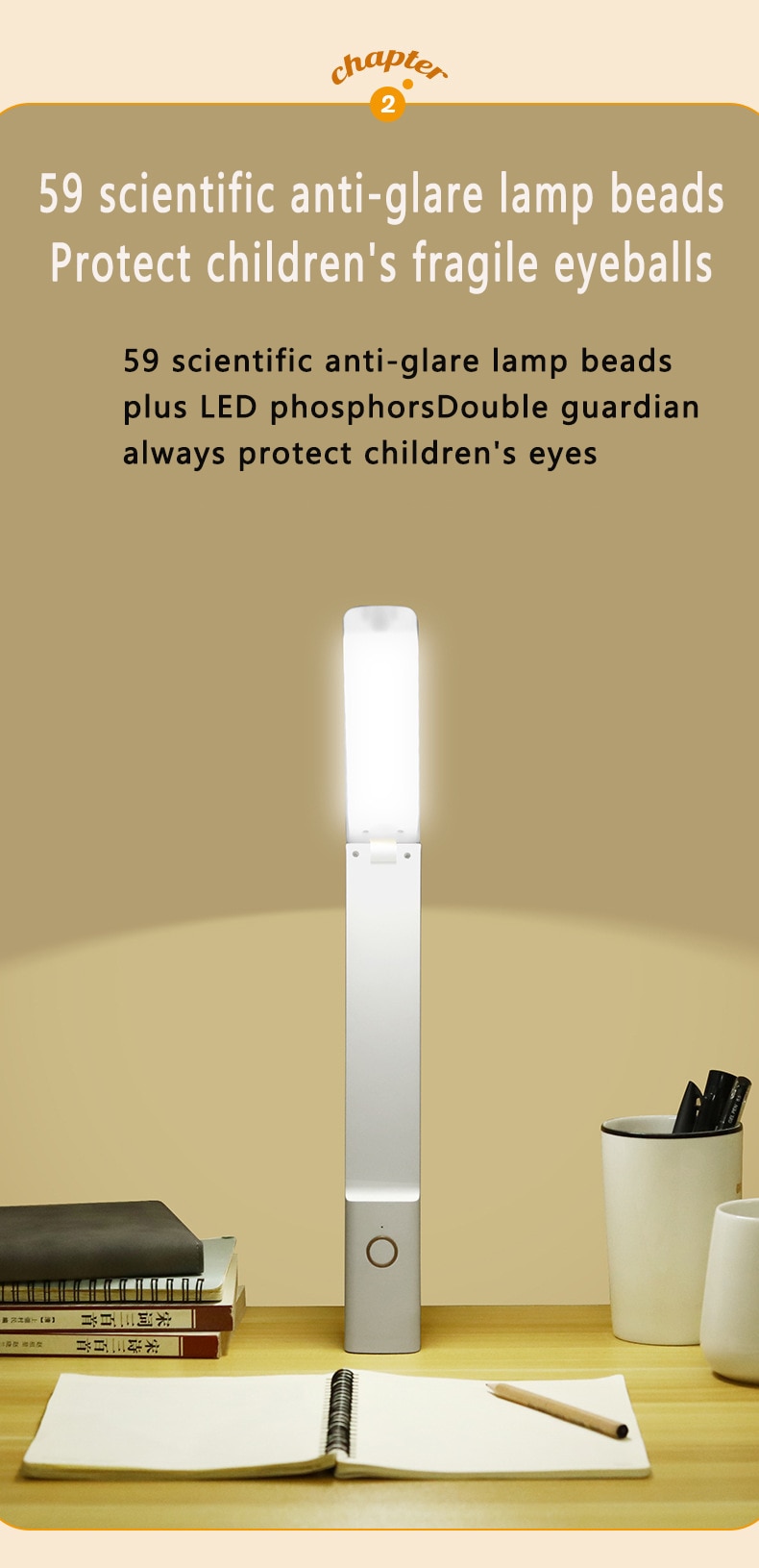 3000mAh Led Table Lamp USB Rechargeable 5-16 Hours Battery Life Desk Lamp Foldable Eye Protection Student Reading Book Light Lam - Images 8