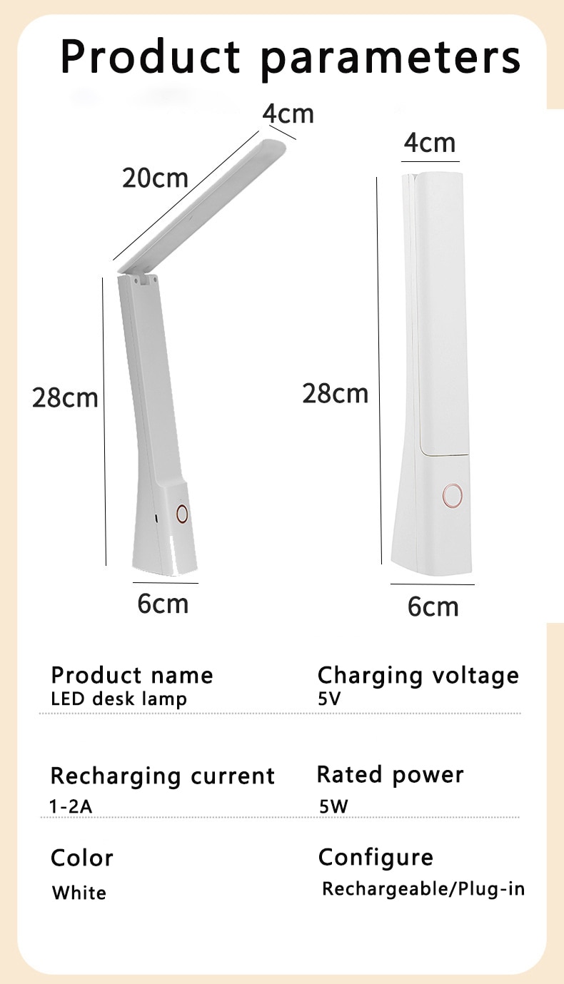 3000mAh Led Table Lamp USB Rechargeable 5-16 Hours Battery Life Desk Lamp Foldable Eye Protection Student Reading Book Light Lam - Images 19