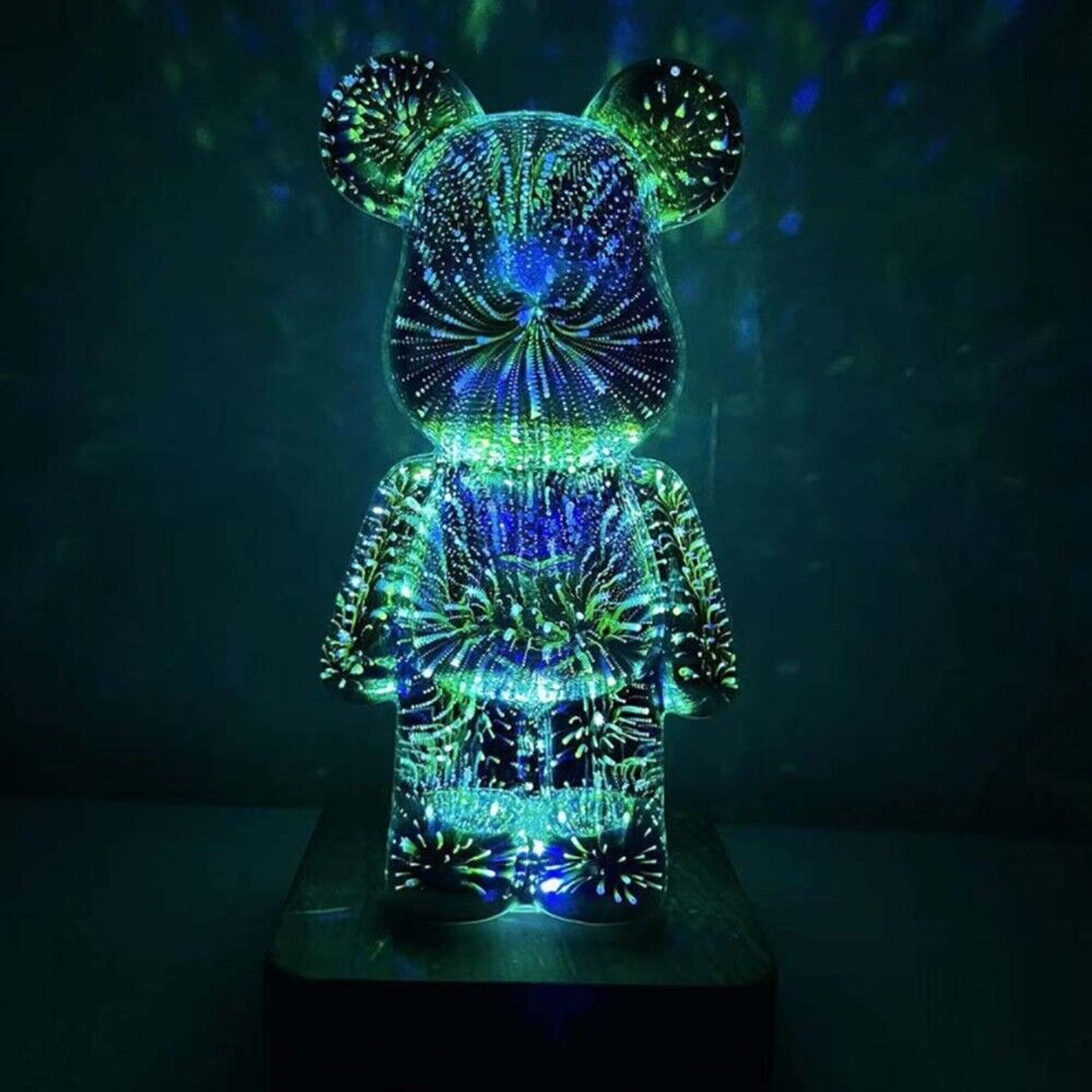 3D Pháo Hoa Gấu Đèn Ngủ Chiếu USB Nhiều Màu Sắc Khí Quyển Mờ Trang Trí Phòng 3D Kính Pháo Hoa Đèn Trang Trí Phòng Ngủ - Ảnh 4