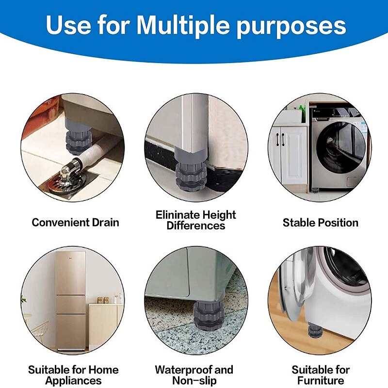 4 Tấm Chống Rung Đa Năng Máy Giặt Chân Cao Su Thảm Chống Rung Giảm Tiếng Ồn Đồ Nội Thất Nâng Đế Chân - Ảnh 4