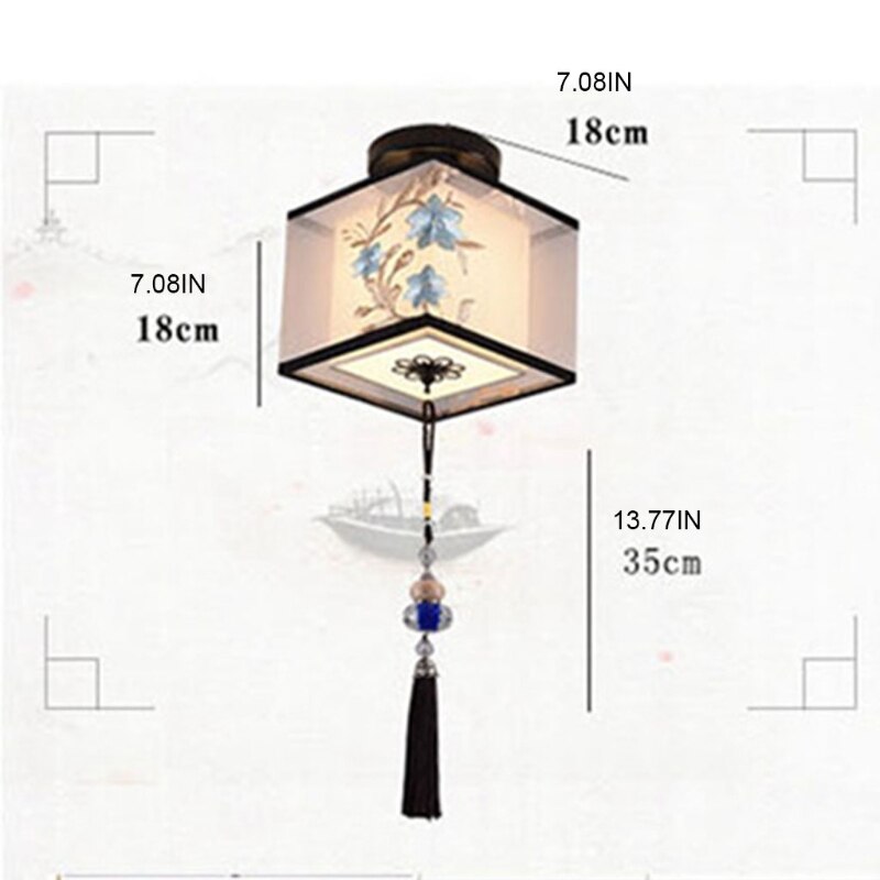 4 Types Chinese Style LED Light Fixtures Ceiling Fabric Ceiling Lamp for Living Room Aisle Balcony Porch - Images 1