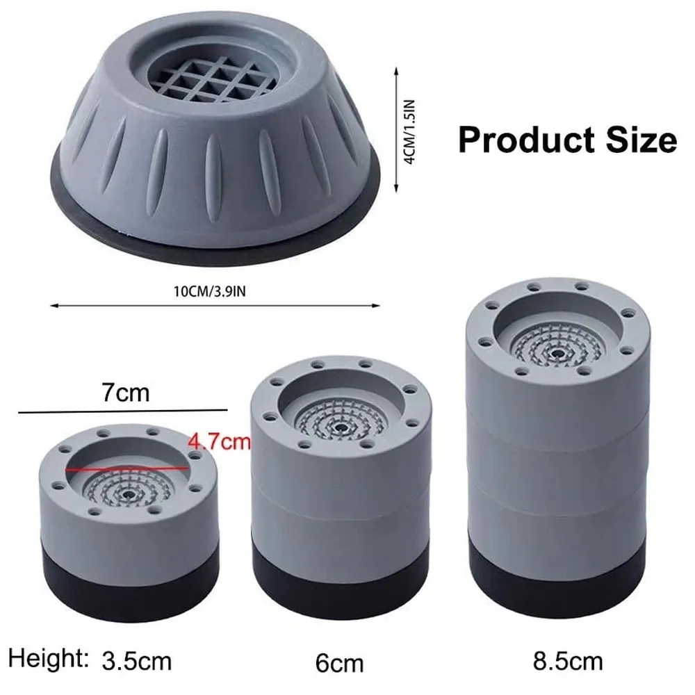 4Pcs Universal Anti Vibration Pads Washing Machine Rubber Feet Mat Anti-vibration Pad Noise-reducing Furniture Lifting Foot Base