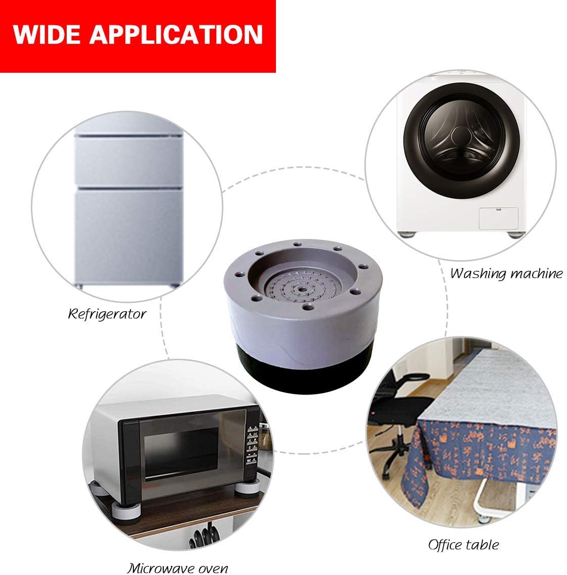 4Pcs Universal Anti Vibration Pads Washing Machine Rubber Feet Mat Anti-vibration Pad Noise-reducing Furniture Lifting Foot Base - Images 13