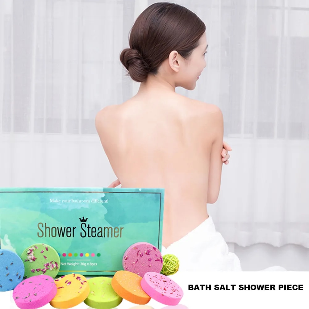 8pcs Shower Bombs Ball Body Spa Cleaner Hot Spring Bath Bubble Bomb Fragrance Shower Salt Ball Bathroom Accessories