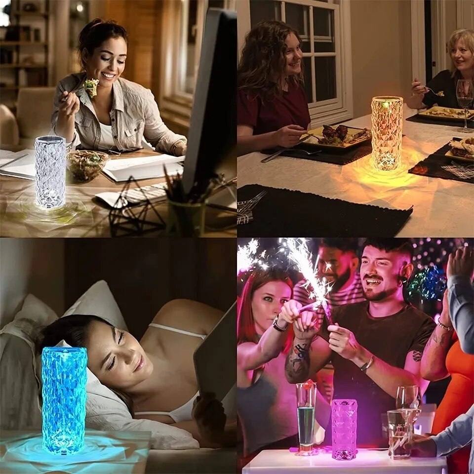 Acrylic Crystal Table Lamp Touch Induction Charging Night Light Bar Restaurant Desktop Decoration Lamp Atmosphere Lamp