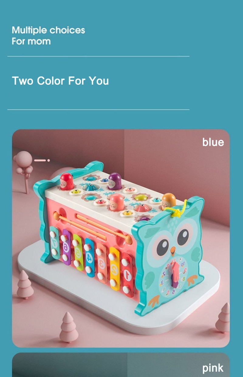 Baby Montessori Toys Magnetic Fishing Owl Cube Learning Educational Clock Kids Hammer Game with Music Puzzle for Piano Gift - Images 18