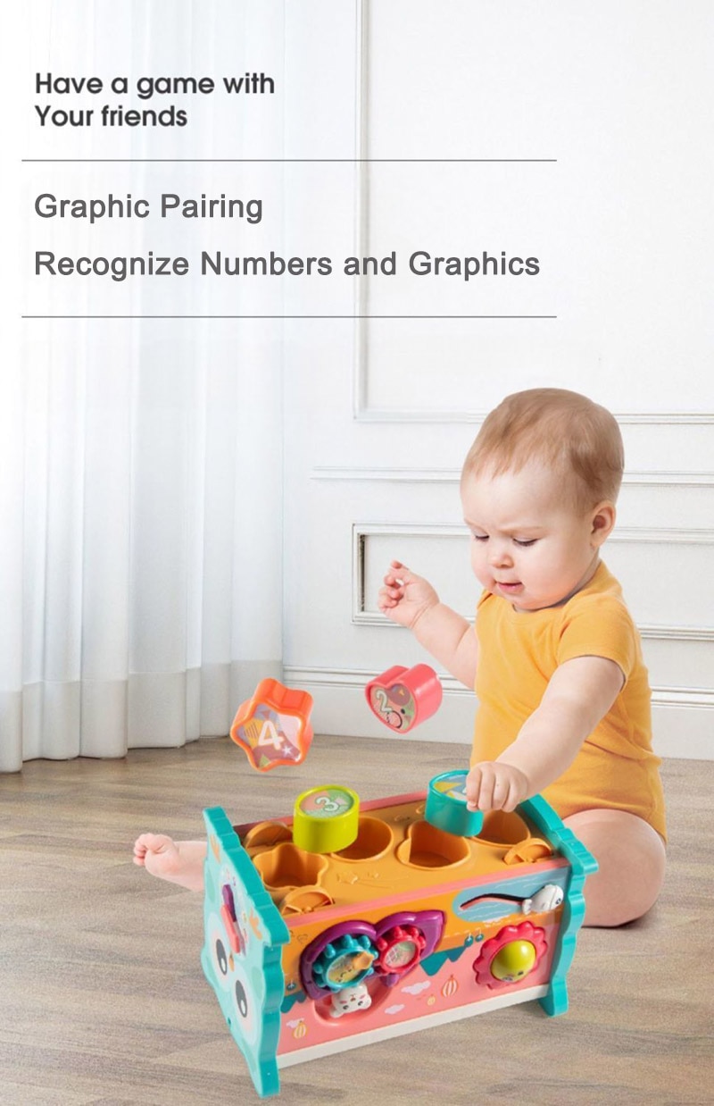 Baby Montessori Toys Magnetic Fishing Owl Cube Learning Educational Clock Kids Hammer Game with Music Puzzle for Piano Gift - Images 12