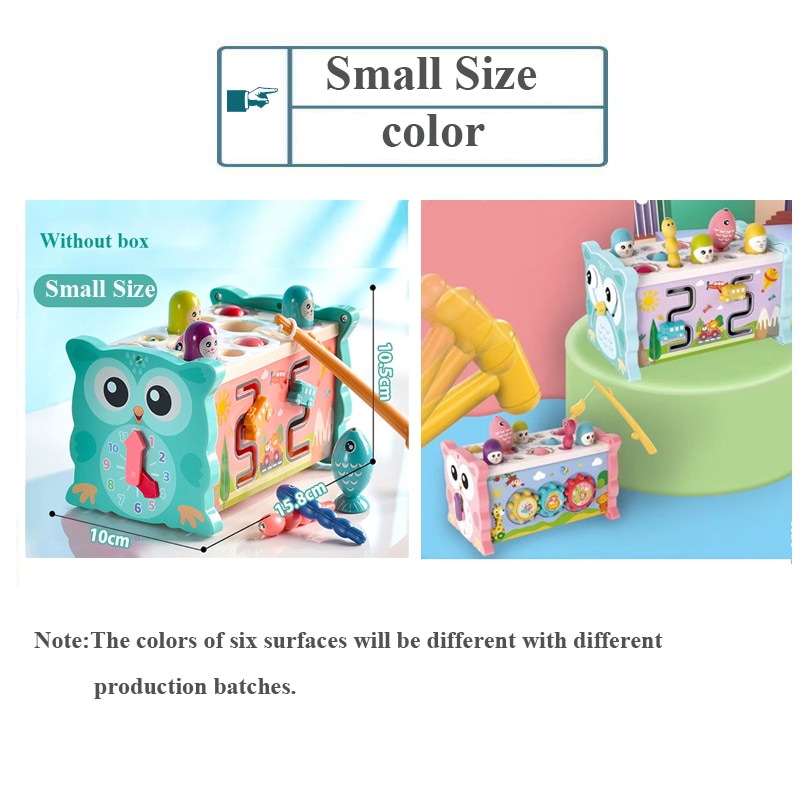 Baby Montessori Toys Magnetic Fishing Owl Cube Learning Educational Clock Kids Hammer Game with Music Puzzle for Piano Gift - Images 2