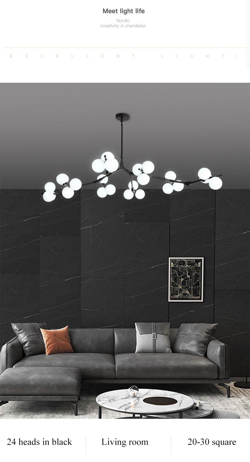 Bắc Âu Đen Vàng Mặt Dây Chuyền Ánh Sáng Kính LED Đèn Chùm Trang Trí Phòng Khách Phòng Ăn Phòng Ngủ Chiếu Sáng Trong Nhà - Ảnh 15