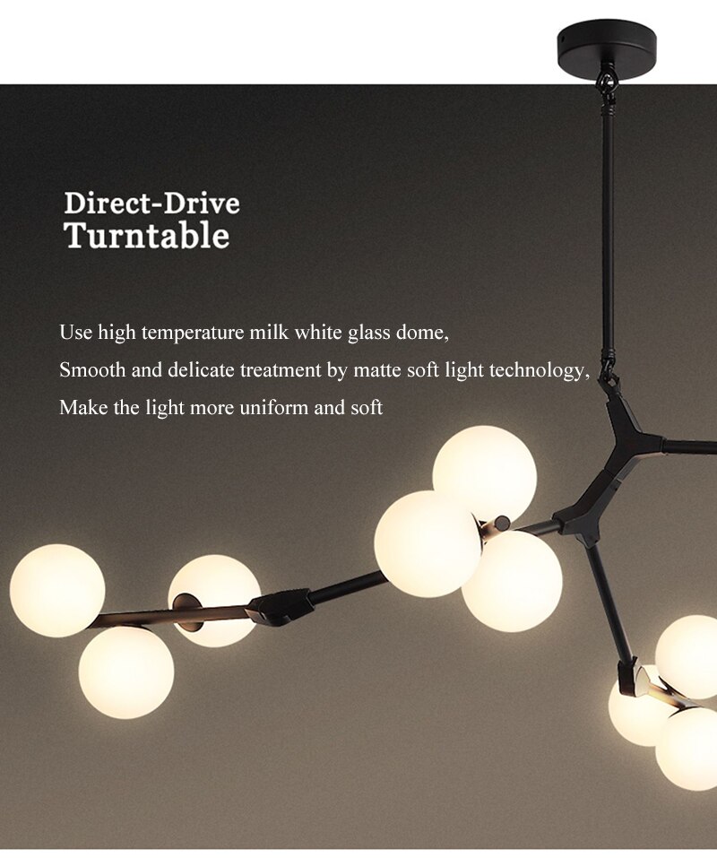 Bắc Âu Đen Vàng Mặt Dây Chuyền Ánh Sáng Kính LED Đèn Chùm Trang Trí Phòng Khách Phòng Ăn Phòng Ngủ Chiếu Sáng Trong Nhà - Ảnh 9