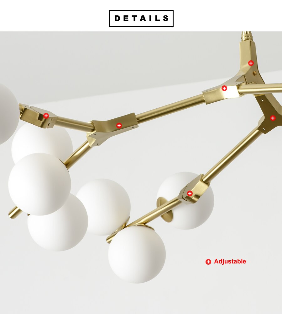 Bắc Âu Đen Vàng Mặt Dây Chuyền Ánh Sáng Kính LED Đèn Chùm Trang Trí Phòng Khách Phòng Ăn Phòng Ngủ Chiếu Sáng Trong Nhà - Ảnh 7