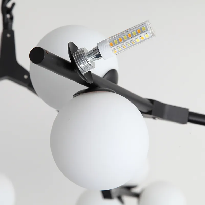 Bắc Âu Đen Vàng Mặt Dây Chuyền Ánh Sáng Kính LED Đèn Chùm Trang Trí Phòng Khách Phòng Ăn Phòng Ngủ Chiếu Sáng Trong Nhà