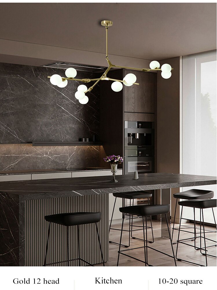 Bắc Âu Đen Vàng Mặt Dây Chuyền Ánh Sáng Kính LED Đèn Chùm Trang Trí Phòng Khách Phòng Ăn Phòng Ngủ Chiếu Sáng Trong Nhà - Ảnh 20