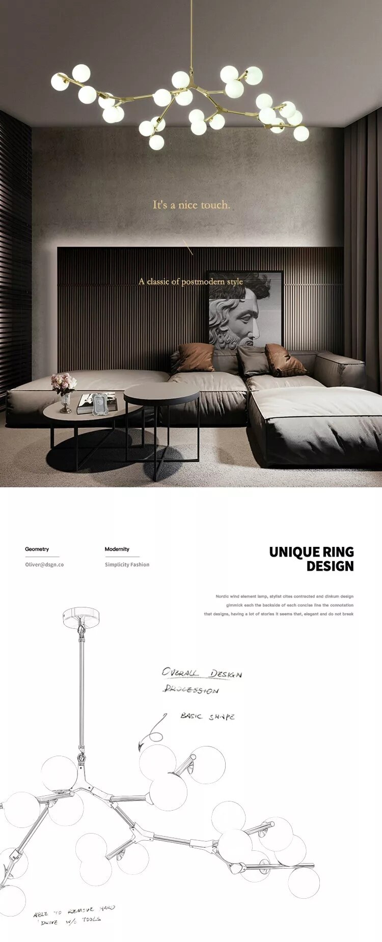 Bắc Âu Đen Vàng Mặt Dây Chuyền Ánh Sáng Kính LED Đèn Chùm Trang Trí Phòng Khách Phòng Ăn Phòng Ngủ Chiếu Sáng Trong Nhà - Ảnh 1