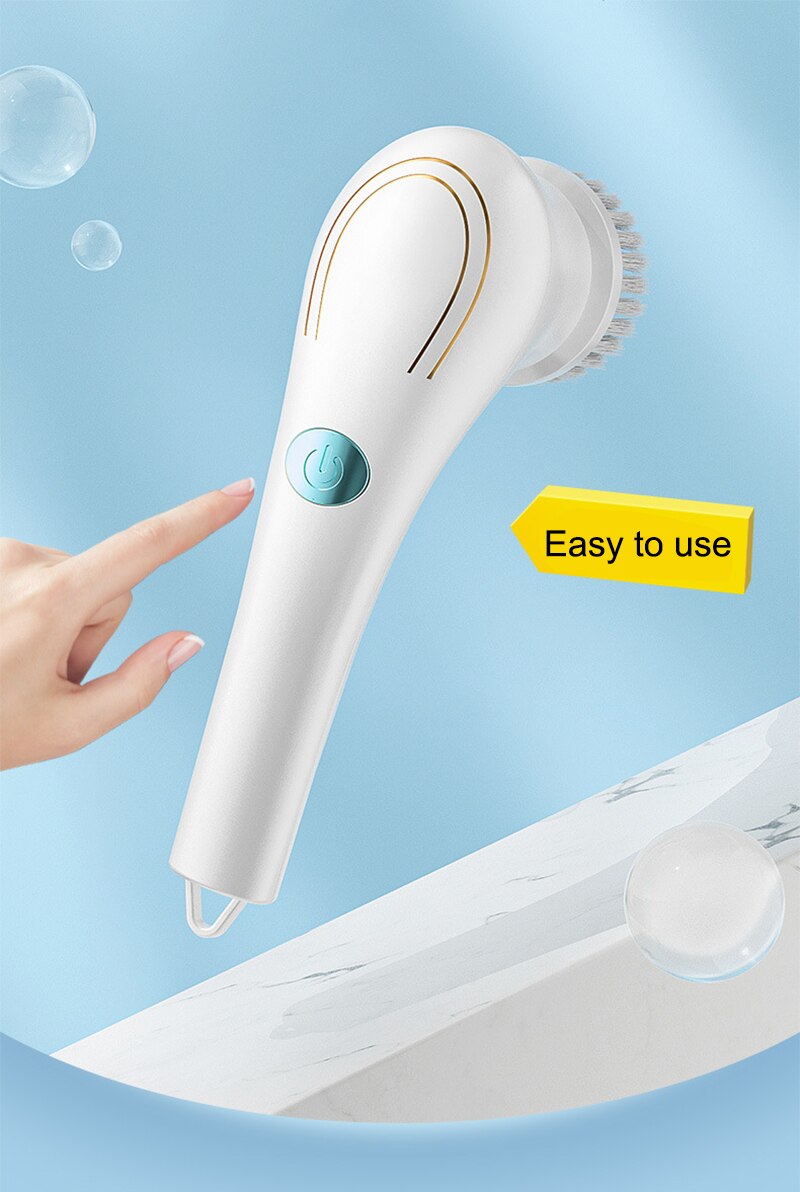 Bàn Chải Điện Làm Sạch Đa Năng 5 Trong 1 Sạc USB Phòng Tắm Dụng Cụ Rửa Làm Sạch Nhà Bếp Phụ Kiện Dễ Dàng Rửa Chén - Ảnh 10