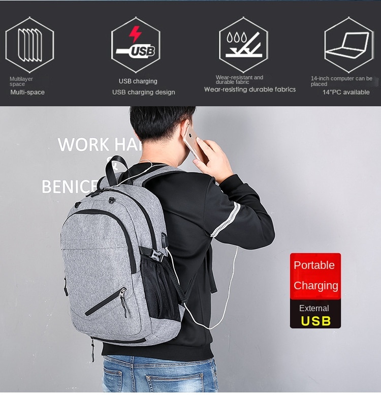 Basketball Bag Men's Backpack USB Charging Smart Backpack Waterproof 15.6-inch Computer Student Schoolbag - Images 3