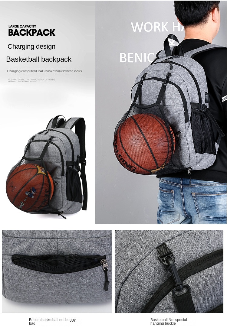 Basketball Bag Men's Backpack USB Charging Smart Backpack Waterproof 15.6-inch Computer Student Schoolbag - Images 4