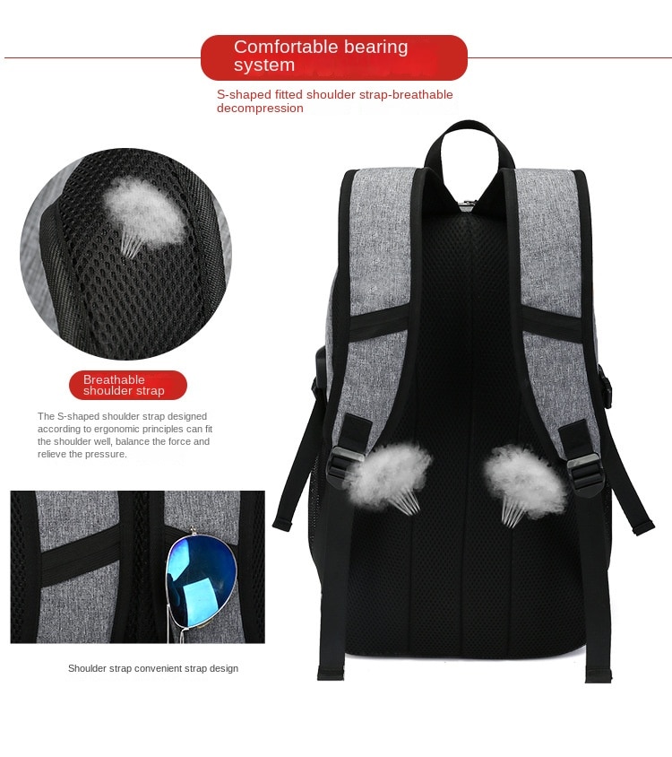 Basketball Bag Men's Backpack USB Charging Smart Backpack Waterproof 15.6-inch Computer Student Schoolbag - Images 6