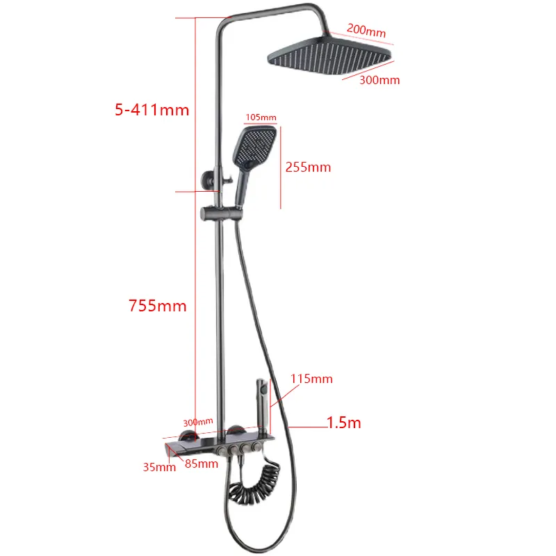 Cao Cấp Sang Trọng Nhiệt Độ Bộ Sen Tắm 4 Cách Treo Tường Vòi Rửa Chén Bằng Đồng Mưa Hệ Thống Bộ Bồn Tắm Hỗn Hợp vòi Nước