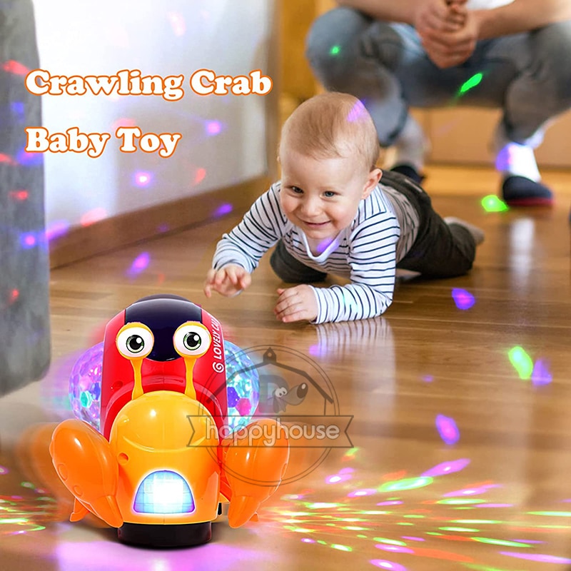 Crawling Crab Baby Toys with Music LED Light Up Interactive Musical Dancing Crawling Toys Moving Toddler Toys Toys for Baby - Images 2