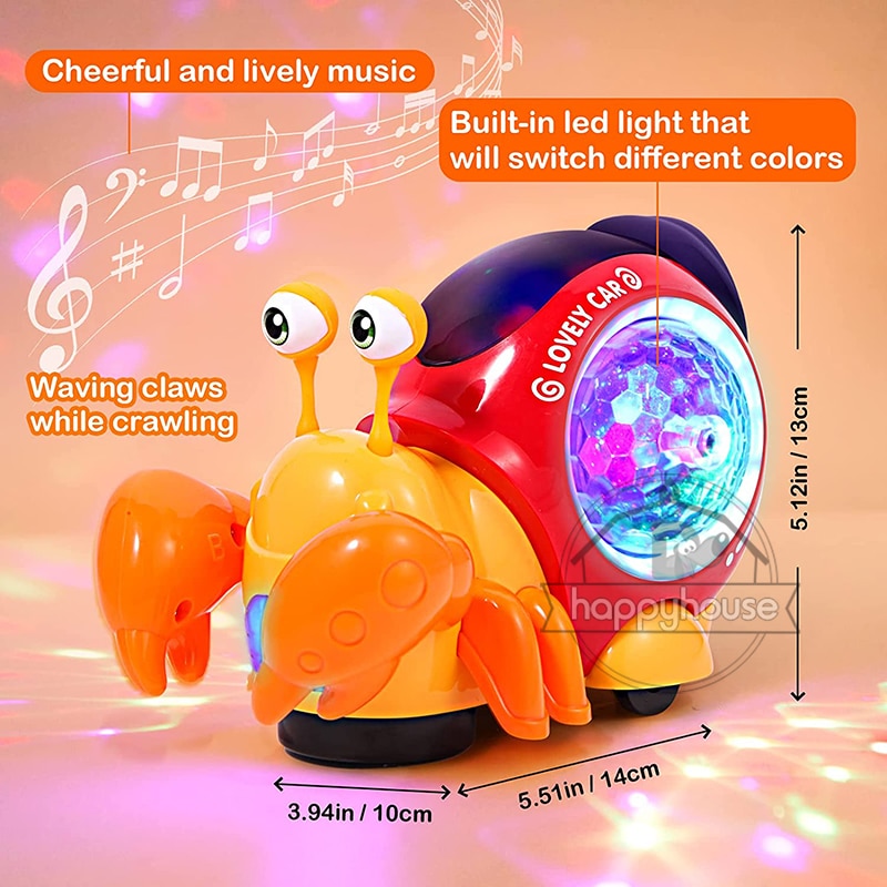 Crawling Crab Baby Toys with Music LED Light Up Interactive Musical Dancing Crawling Toys Moving Toddler Toys Toys for Baby - Images 3