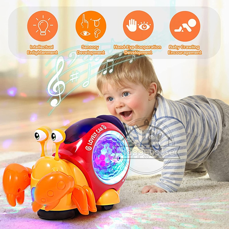 Crawling Crab Baby Toys with Music LED Light Up Interactive Musical Dancing Crawling Toys Moving Toddler Toys Toys for Baby - Images 4