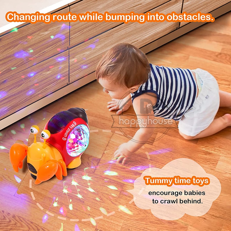 Crawling Crab Baby Toys with Music LED Light Up Interactive Musical Dancing Crawling Toys Moving Toddler Toys Toys for Baby - Images 6