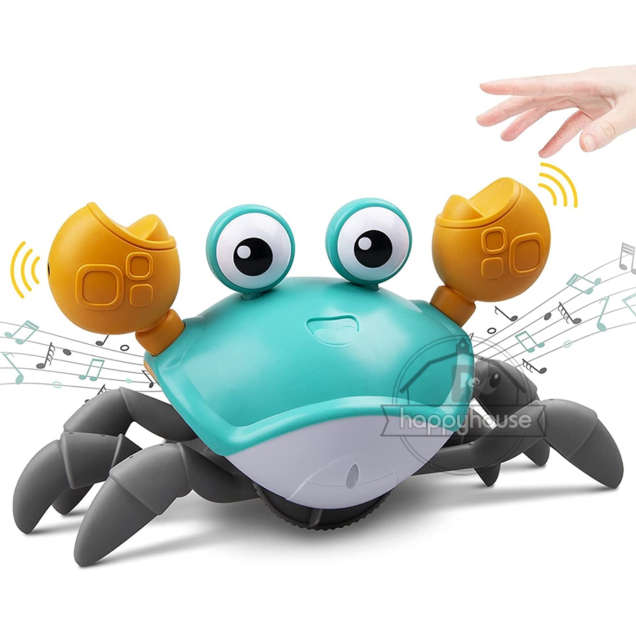 Crawling Crab Baby Toys with Music LED Light Up Musical Toys for Toddler Automatically Avoid Obstacles Interactive Toys for Kids - Images 1