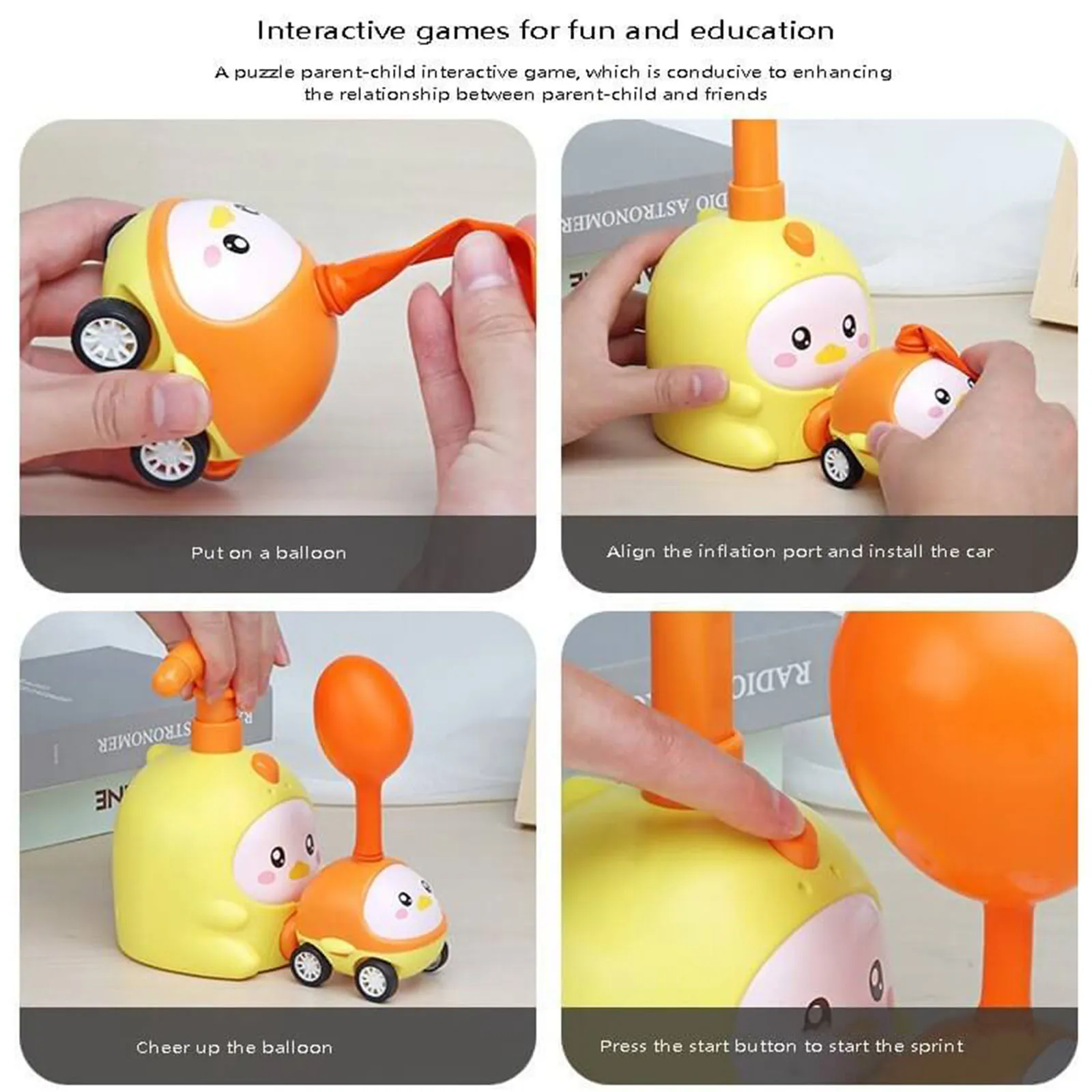 Creative Balloon Inflation Launcher Parent-child Interaction Funny Aerodynamic Ball Auto Toys Early Educational for Boys Girls