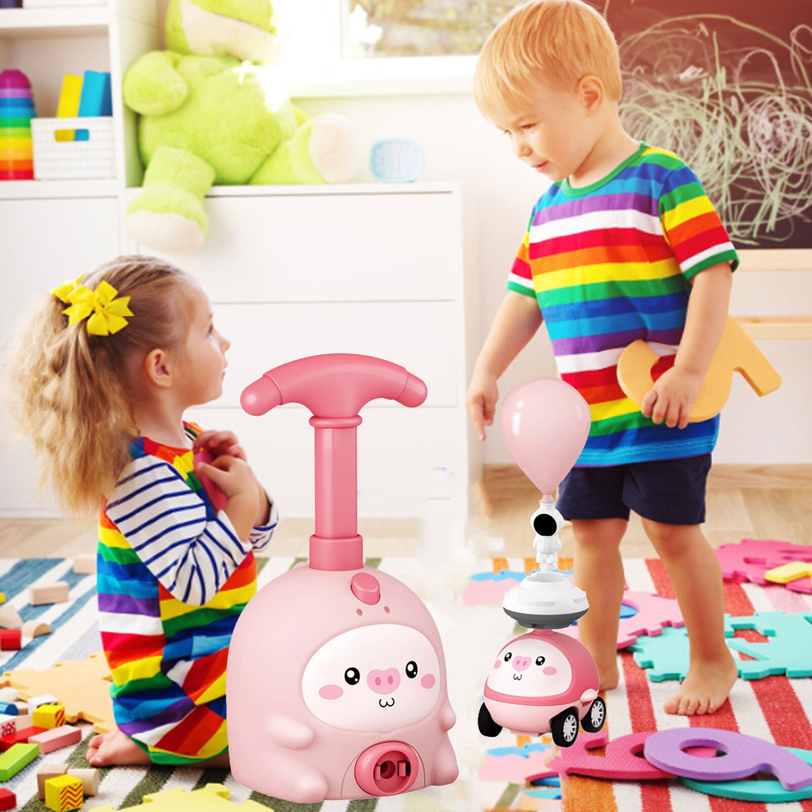 Creative Balloon Inflation Launcher Parent-child Interaction Funny Aerodynamic Ball Auto Toys Early Educational for Boys Girls - Images 9