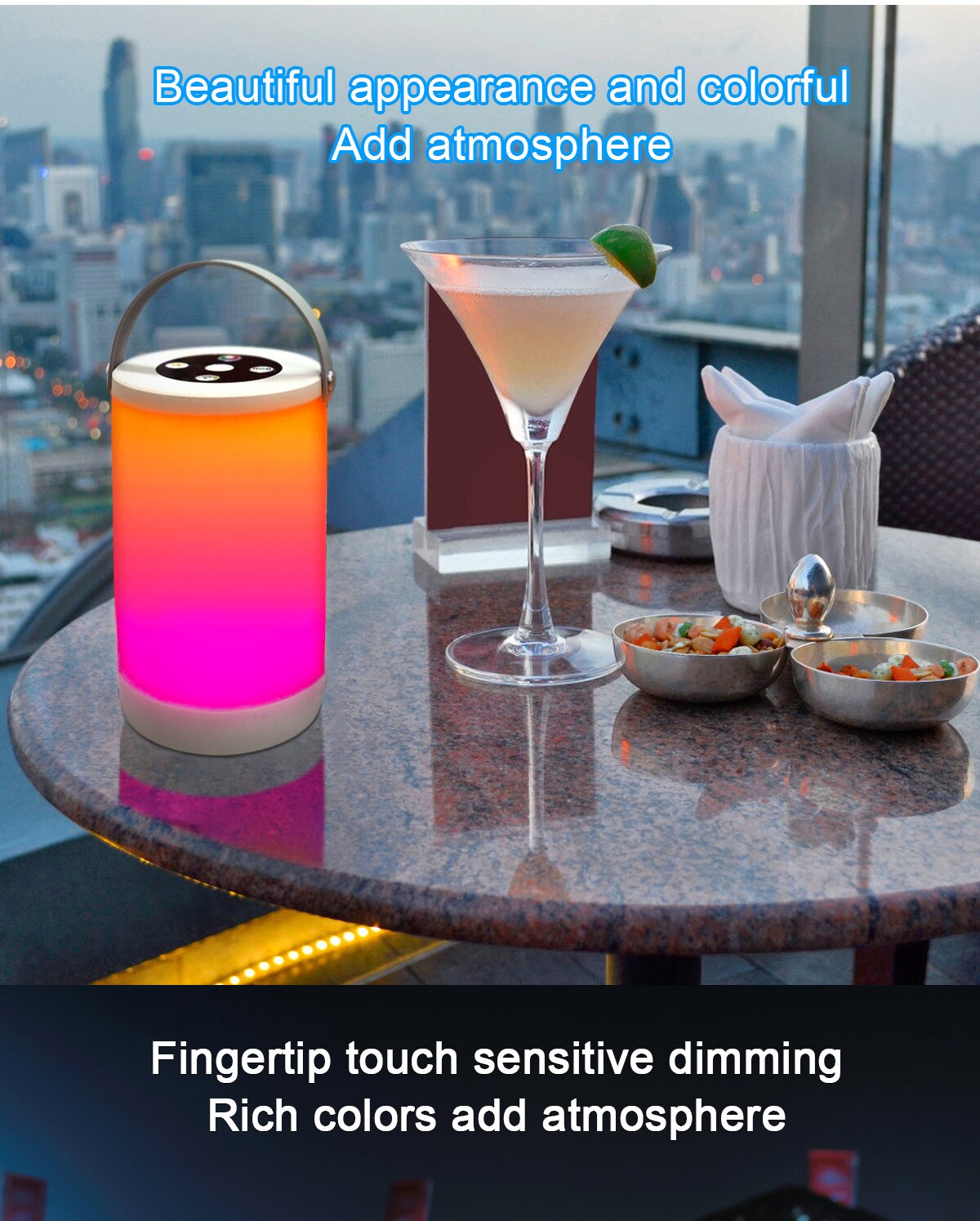 Creative USB Recharge LED Night Light,RGB+White Atmosphere Decor Desk Light Bedroom Bedside Neon Lamp Camping Portable Lamp - Images 5