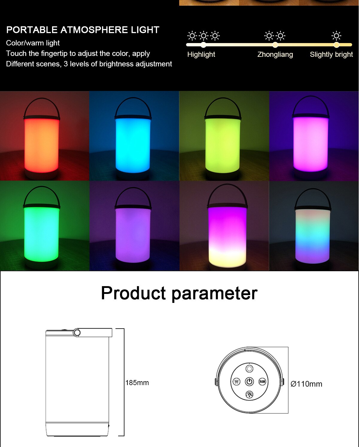 Creative USB Recharge LED Night Light,RGB+White Atmosphere Decor Desk Light Bedroom Bedside Neon Lamp Camping Portable Lamp - Images 2