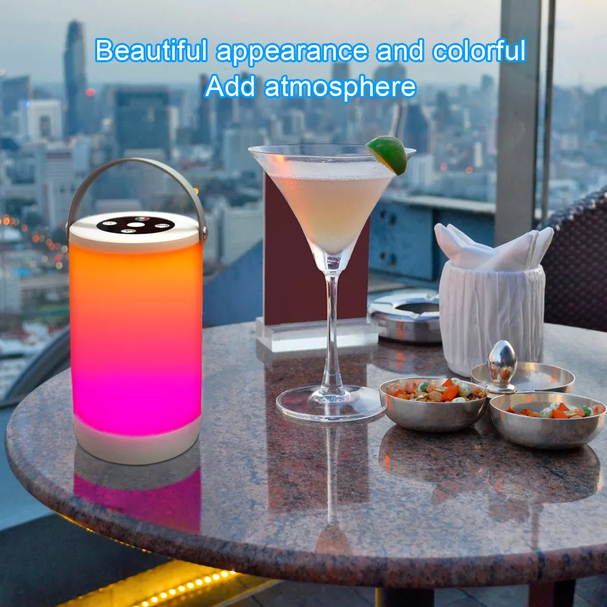 Creative USB Recharge LED Night Light,RGB+White Atmosphere Decor Desk Light Bedroom Bedside Neon Lamp Camping Portable Lamp